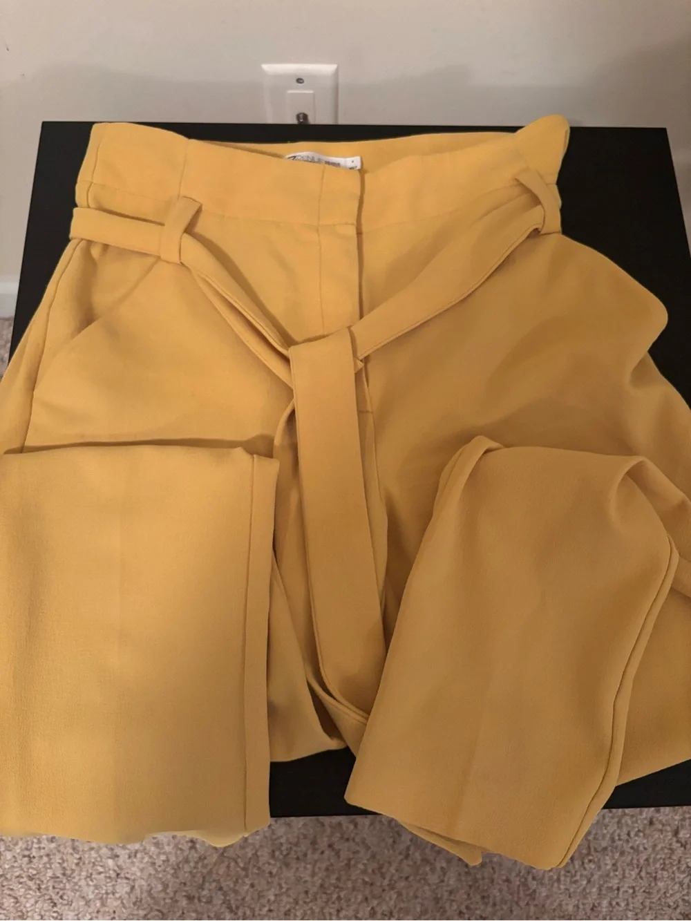 Yellow Tie-Waist Tapered Pants
